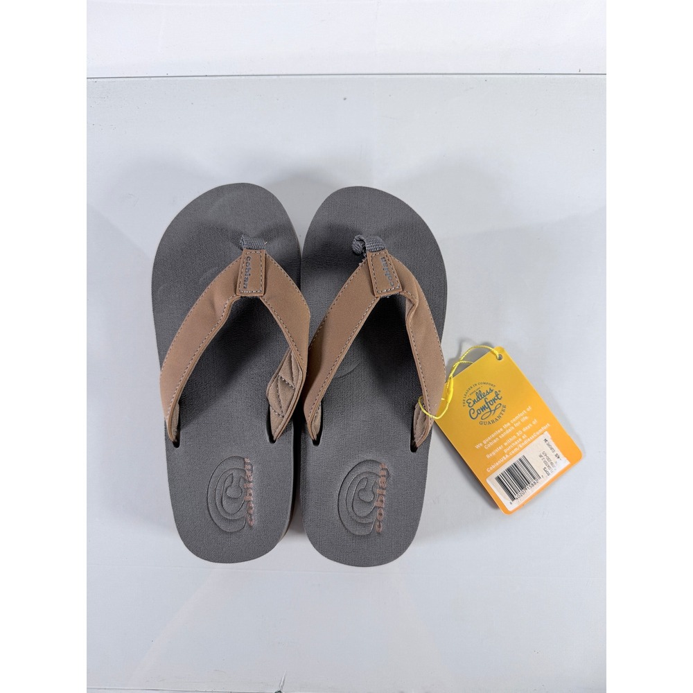 Cobian OAM Floater 2 JR Boys Flip Flops Grey Tan Sandals Size 4/5 New